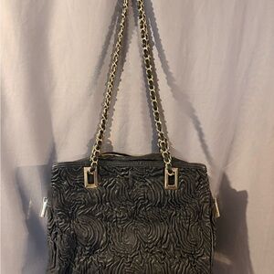 Ivanka Trump Black Quilted-Style Chain Strap Shoulder Bag with Gold Hardware